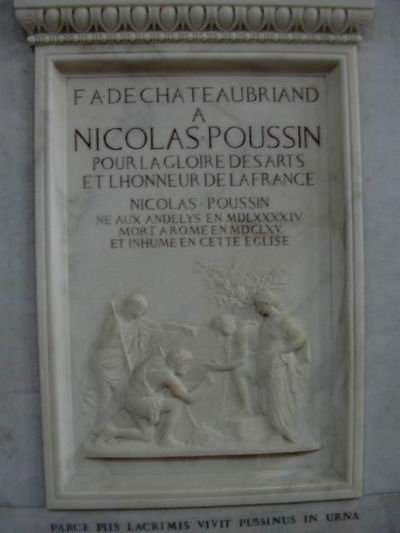 la lapide per Poussin scolpita come il quadro 'I Pastori dell'Arcadia'